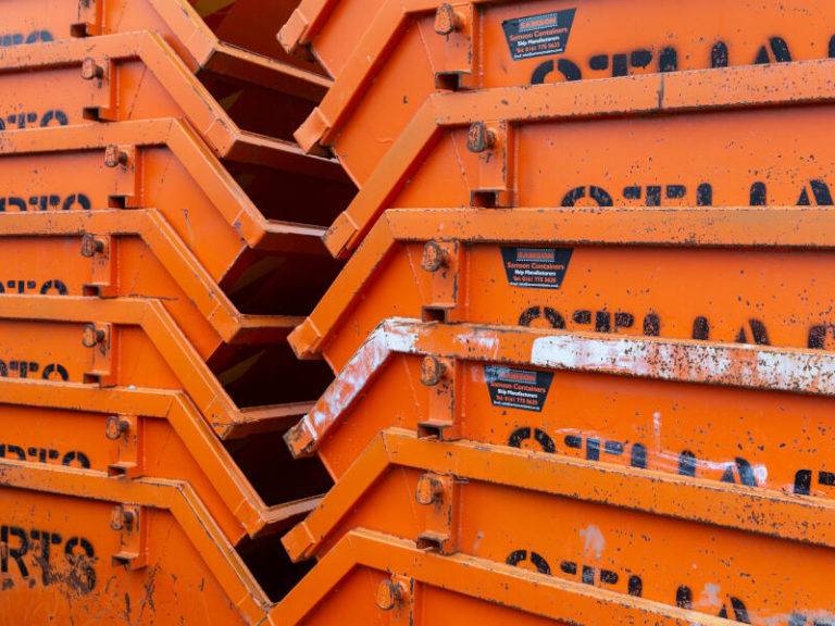 Stacks of Orange Skips